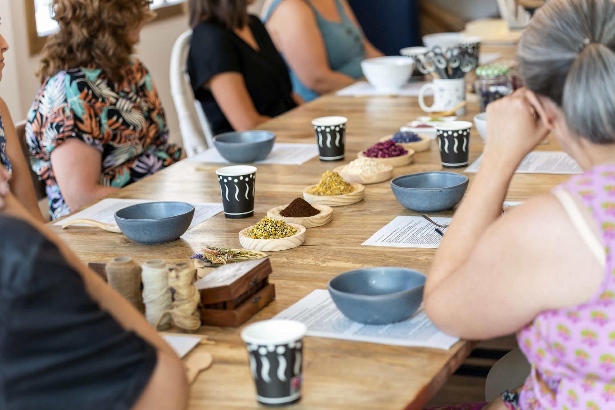 small workshop group tasting dishes